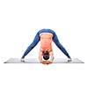 Beautiful sporty fit woman practices Ashtanga Vinyasa yoga asana Prasarita padottanasana C - wide legged forward bend C isolated on white background
