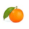 Orange tangerine with leaf isolated on white background