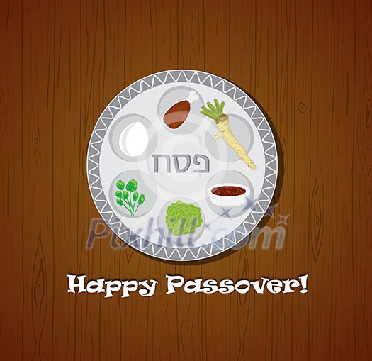 Passover dinner , seder pesach. table with passover plate and traditional food eps 10 Passover dinner , seder pesach. table with passover plate and traditional food eps 10