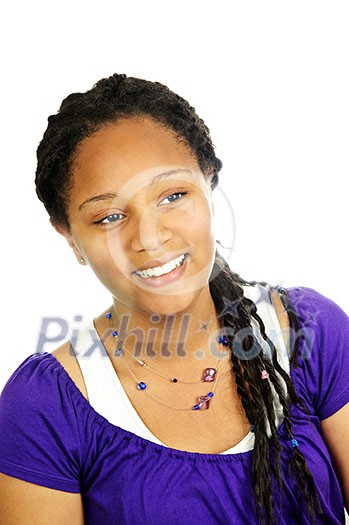 Isolated portrait of beautiful black teenage girl