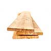 Three cedar one by six inch wood planks on white background