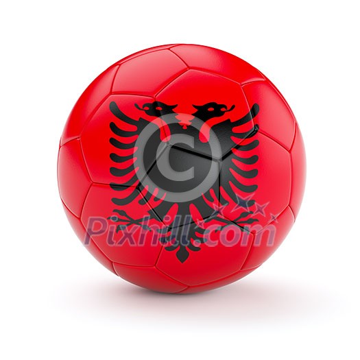 Albania soccer football ball with Albanian flag isolated on white background Albania soccer football ball with Albanian flag isolated on white background