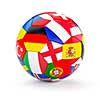 Soccer football ball with Europe countries european flags isolated on white background