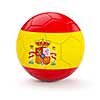 Spain soccer football ball with Spanish flag isolated on white background