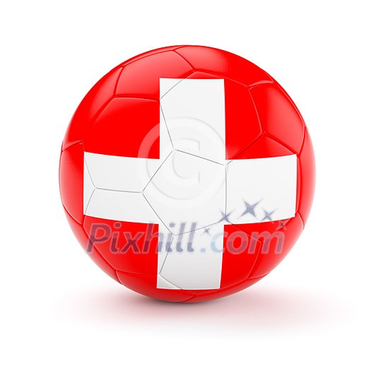 Switzerland soccer football ball with Swiss flag isolated on white background