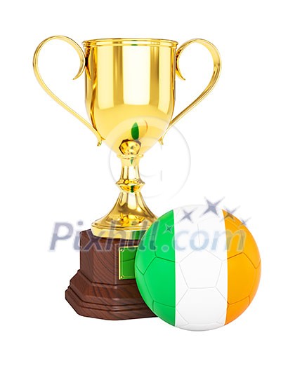 3d rendering of gold trophy cup and soccer football ball with Austria flag isolated on white background 3d rendering of gold trophy cup and soccer football ball with Austria flag isolated on white background