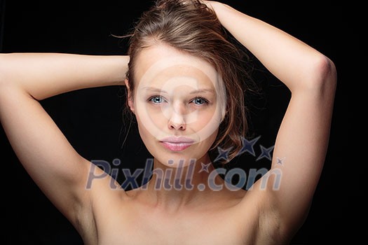 Beauty portrait of a beautiful female model (color toned image)