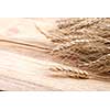 wheat on wooden background