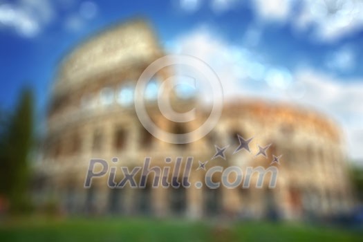 Colosseum in Rome - blurred background with natural bokeh