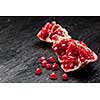 pomegranate on the black background