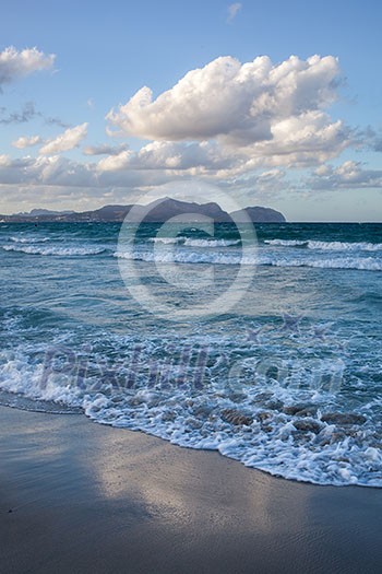 Sunset on beach of Can Picafort, Mallorca, Balearic Islands, Spain Sunset on beach of Can Picafort, Mallorca, Balearic Islands, Spain