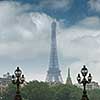 Eiffel tower in Paris. View from the bridge over the Seine river