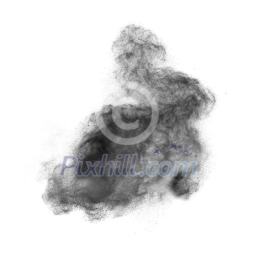 Black powder explosion isolated on white background Black powder explosion isolated on white background