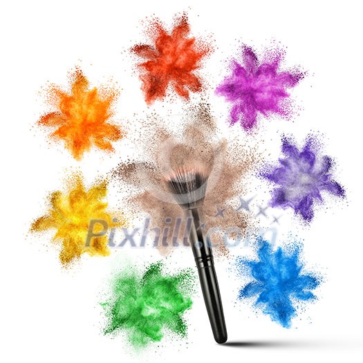 White powder explosion isolated on black background White powder explosion isolated on black background