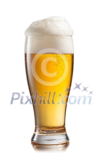 Beer in glass isolated on white background