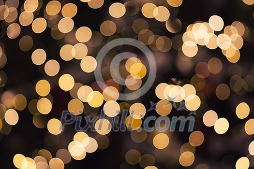 Natural bokeh. Photo of holidays lights blurred, small DOF