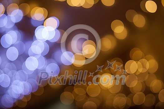 Natural bokeh. Photo of holidays lights blurred, small DOF