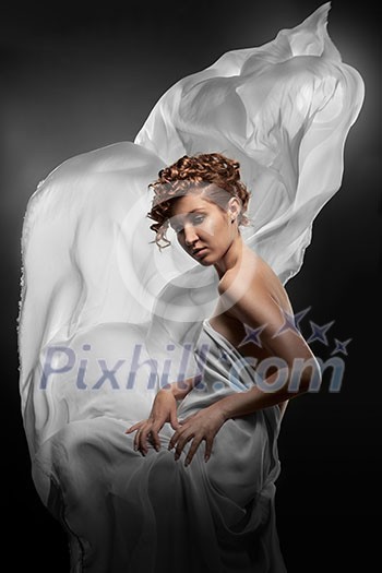 Portrait of young beautiful woman on black Portrait of young beautiful woman on black