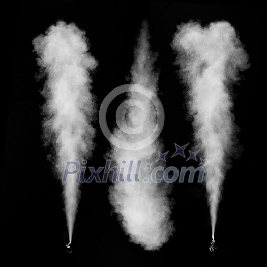 White smoke set isolated on black background White smoke set isolated on black background