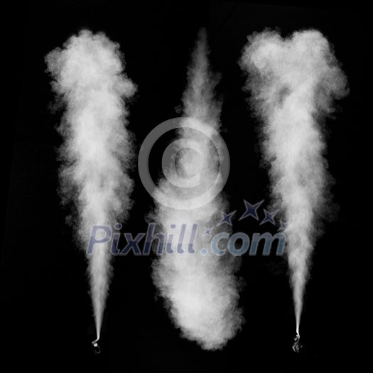 White smoke set isolated on black background