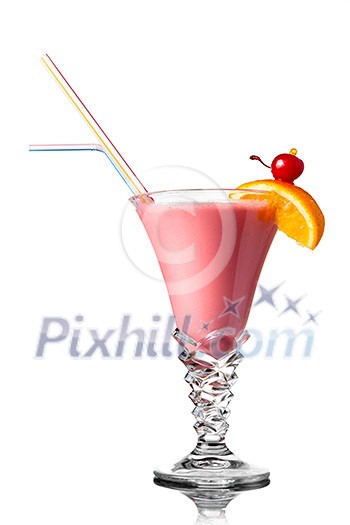 pink cocktail isolated on white pink cocktail isolated on white