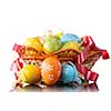 color easter eggs in basket isolated on white