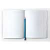 open empty notebook with lined pages and pencil