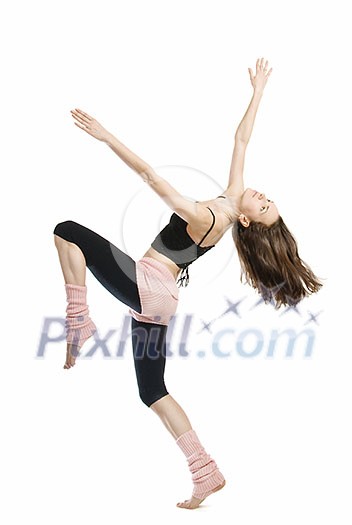 posing young dancer isolated on white background