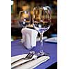wineglass on served table in restaurant