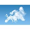map of Europe made of white puffy clouds on blue sky