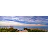 Panoramic view of Lake Ontario at sunset from edge of Scarborough Bluffs, Ontario, Canada.