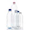 Assorted clear empty plastic recyclable bottles isolated on white