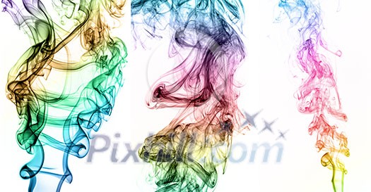 Collage of abstract colorful smoke on white background, smoke background, colorful ink background, beautiful smoke, Movement of smoke