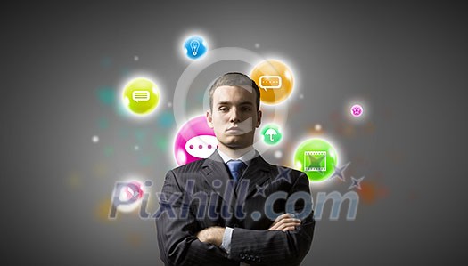 Young handsome businessman and colorful media icon Young handsome businessman and colorful media icon