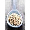 Nutritious rolled oats heaped on a spoon