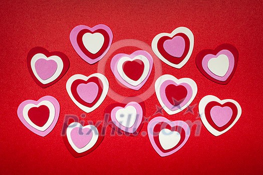 Romantic red pink and white hearts for Valentines day