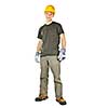 Happy construction worker with hard hat full body standing isolated on white background