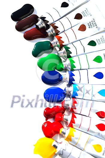 Colored splashes in abstract shape, isolated on white background Colored splashes in abstract shape, isolated on white background