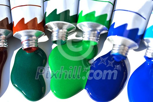 Colored splashes in abstract shape, isolated on white background Colored splashes in abstract shape, isolated on white background