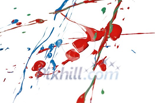 Colored splashes in abstract shape, isolated on white background Colored splashes in abstract shape, isolated on white background