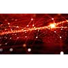 Red virtual technology background with lines and grids