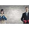 Businesswoman and businessman representing partners competition concept