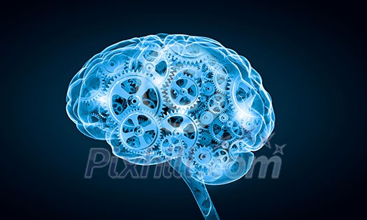 Concept of human intelligence with human brain on white digital background Concept of human intelligence with human brain on white digital background