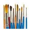 Various sizes of paintbrushes on white background