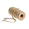 Spool of brown rough twine isolated on white background