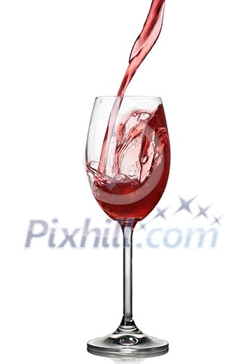 Splash of wine in glass isolated on white