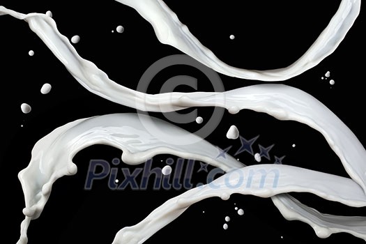 milk splash isolated on black background milk splash isolated on black background