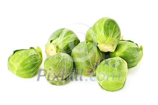 Bunch of green brussels sprouts isolated on white background Bunch of green brussels sprouts isolated on white background
