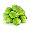 Bunch of green brussels sprouts isolated on white background