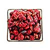 Bowl of dried cranberries isolated on white background